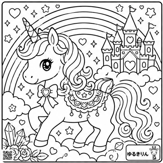 ユニコーン＆レインボーの塗り絵③