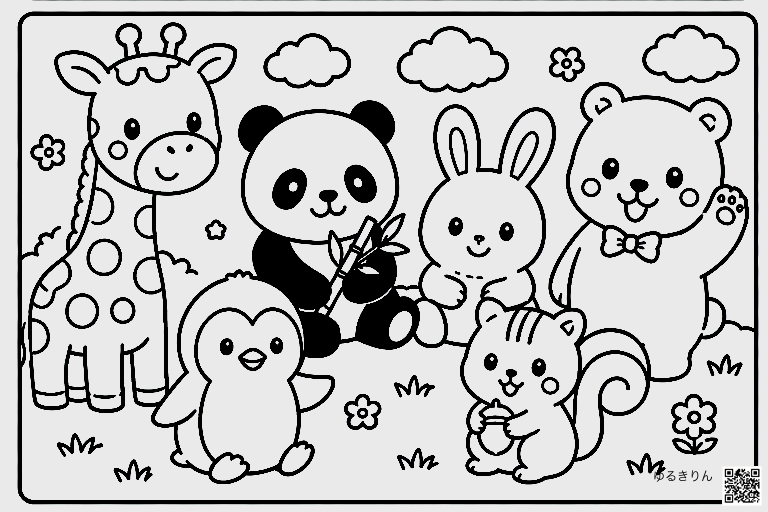 ぱくぱく動物大集合の塗り絵②