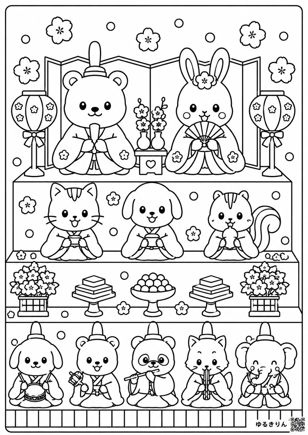 ひな祭りの塗り絵②