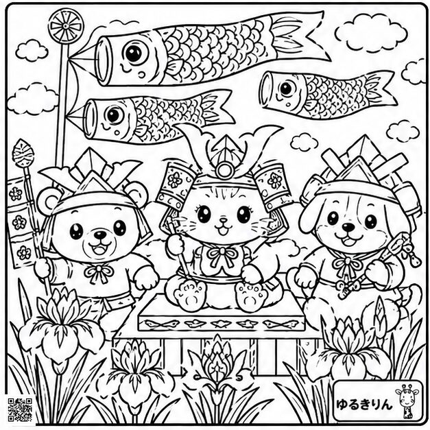 こどもの日（鯉のぼり）の塗り絵③